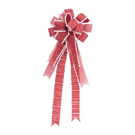 Dickly Christmas Tree Topper Bow Xmas Tree Ornament Cute Christmas Decoration Christmas Tree Top Bow for Indoor Winter Living Room, Red WhiteEdge32x82cm