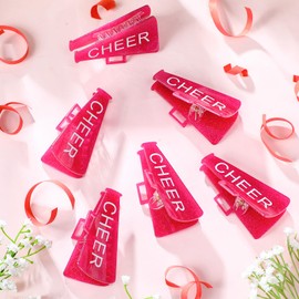 Yuxung 6 Pcs Cheerleading Team Gifts Pink Cheer Gifts Bulk Cheerleading Hair Accessories Hot Pink Hair Claw Clips Women 3.5 Inch Medium Size Hair Claws Clamps Clips for Thick/Thin Hair Styling