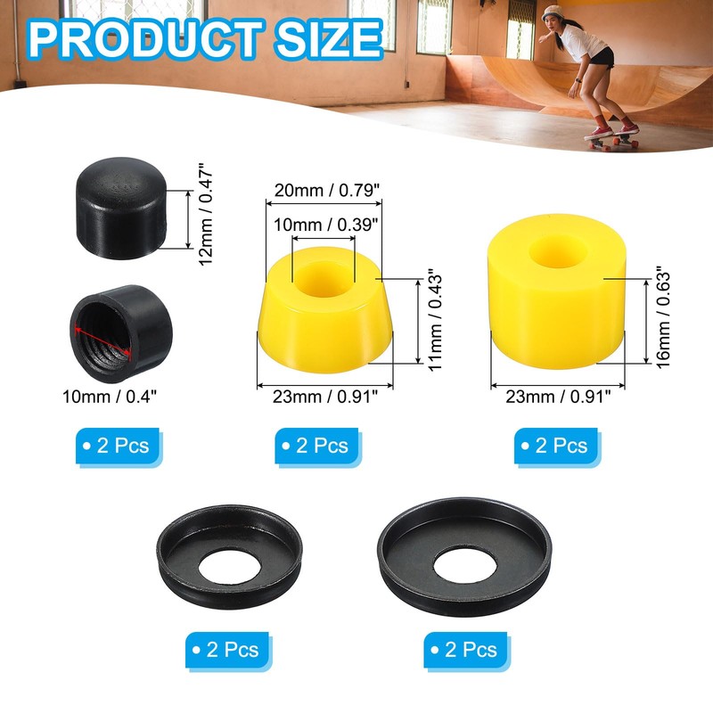 PATIKIL Skateboard Bushing 90A PU Longboard Truck Rebuild Kit Bushing