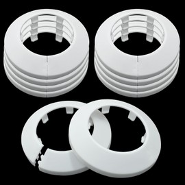 Moicstiy 10 Pcs Water Pipe Cover Decoration, 50 mm Plastic Escutcheon, White Pipe Cover Radiator for Wall Pipe Tube Decoration (2 Inch)