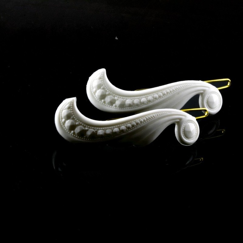 Set of 2 Paisley Clip 42 x 13 in White
