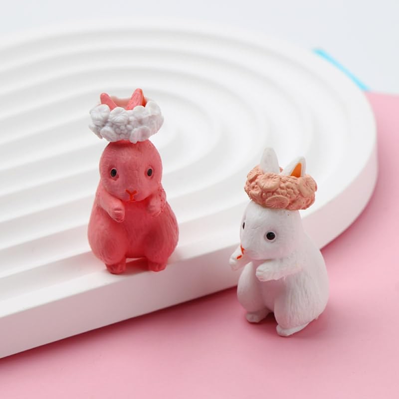 SHIDXIB 24Pcs Plastic Rabbit Figures Animal Rabbit Character Set Fairy