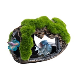 Swirge Betta Broken Barrel Decor Fish Tank Accessories, Resin Fish Hide Cave Aquarium Decoration Fish Tank Toys Hole Accessories (Small)