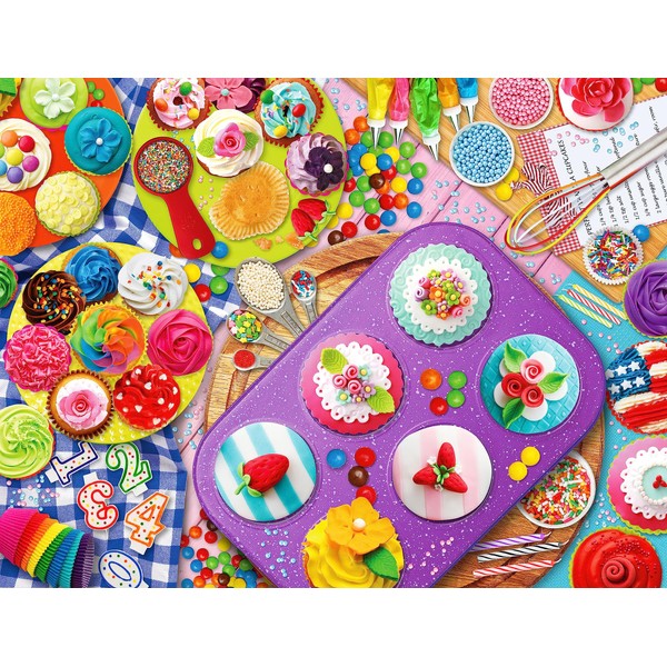 Springbok's 1000 Piece Jigsaw Puzzle Cupcake Chaos - Grid Cut Pieces - Made in USA