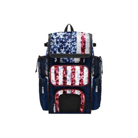 Boombah Superpack Bat Bag - Backpack Version (no wheels) - Holds 4 Bats - USA Salute Navy/Red/White