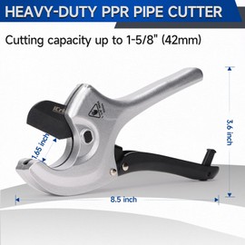 iCrimp Adjustable PVC Pipe Cutter Cuts up to 2-1/2", Heavy-Duty Aluminum Ratchet Pipe Cutter Tool, One-hand Operation Tube Cutter, PEX Cutting Tool for PEX, PVC, PPR Platic Hose and Plumbing Pipe