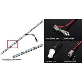 ICBEAMER 12" Green 18 SMDs 2835 LED Strip Light Universal Fit Car Trunk Cargo Area or Interior Illumination