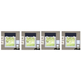 Achim Home Furnishings, Navy/White DRVL14NW12 Darcy Window Curtain Valance, 58" x 14" (Fоur Расk)