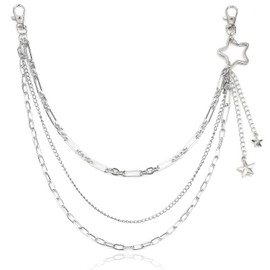 RUGBOL Belly Chain, Chain Belt Waist Silver Chain Belt Body Chain Jewelry Pocket Chain for Men and Women Jeans Dresses (Stars)