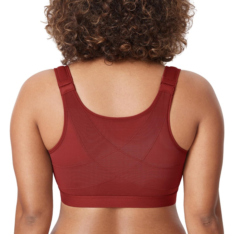 DELIMIRA Women's Full Coverage Front Closure Wire Free Back Support