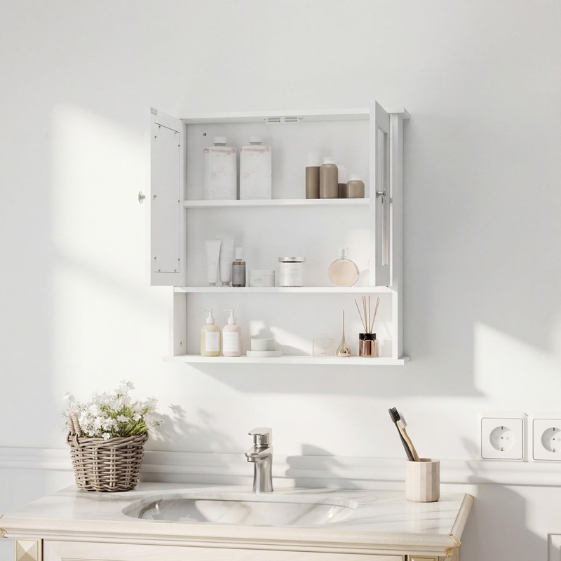 Panana Wall Mounted Bathroom Cabinet Wall Cabinet with 2 Mirrored