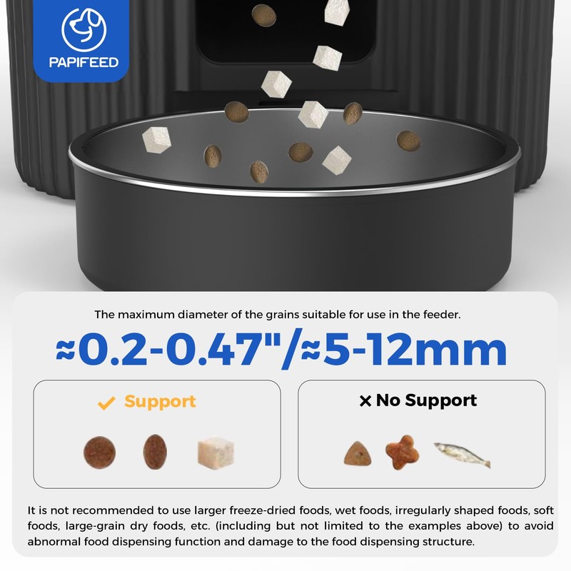 PAPIFEED Automatic Cat Feeder 3.5L/15 Cup 2.4G WiFi Pet Feeder