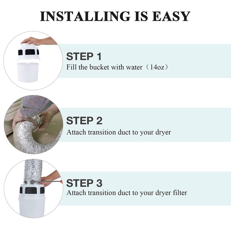 VIWINVELA 3 IN 1 Indoor Dryer Vent Kit Filter Bucket