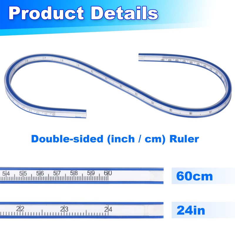 Cosmos 24-Inch Soft Plastic Flexible Curve Ruler Tape Measure