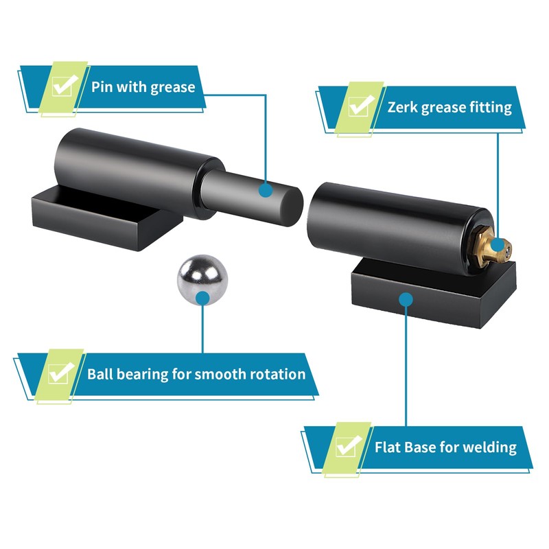 Skelang 2-Set Gate Hinge 7”, Weld-on Hinge Barrel Style for