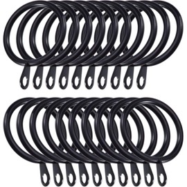 Heavy Duty Metal Curtain Rings for Rod, Pole - Voile Net Window Shower Drapery with Eyelets - Durable Rustproof 24 pcs (Black)