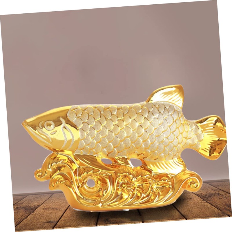 GRIRIW Decorative Goldfish Statue Ceramic Goldfish Ornament for Home Car