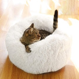 PETCUTE Dog Bed Cat Bed for Indoor Cats Washable Plush Donut Pet Bed Soft Calming Cuddler Kennel Small Medium Large