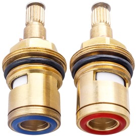 Wolfride 2Pcs Faucet Cartridge Replacement, 20 Teeth G1/2" Brass Ceramic Stem Disc Cartridge Cartridge Faucet Valve Hot and Cold for Bathroom Kitchen Faucets