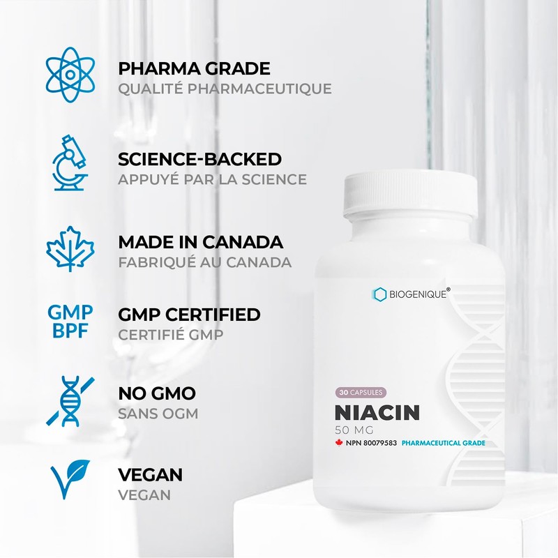 Biogenique Niacin 50mg - Vitamin B3 Niacin - Supports Energy