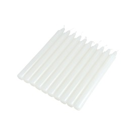 Set di 10 candele a candela, 20 cm, colore: bianco