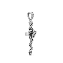SUGARKITTEN LONDON Sterling Silver Oxidized Solid 3D Rose Thorn Cross Christian Necklace Pendant Charm