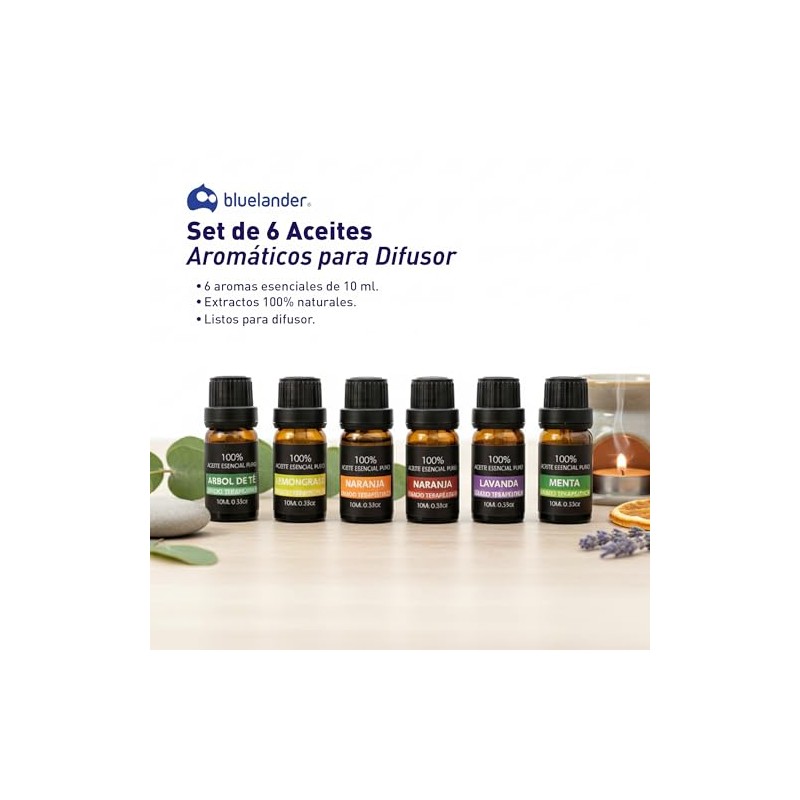 Bluelander Set de 6 Aceites Aromáticos para Difusor, Set de