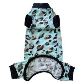 Sphynx Cat Four Leg Cotton Pajamas Elastic Pet Clothes for Hairless Cats Surgery Recovery Suit Undershirt Thermal Clothes for Sphynx, Devon, Cornish (Mint Leopard, L)