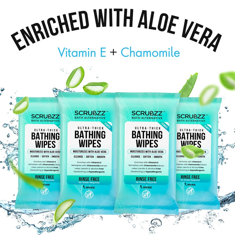 Extra Large Bath Wipes for Adults No Rinse - 120