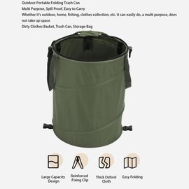 ciciglow Zusammenklappbarer Pop-Up-Mülleimer, 10 Gallonen Outdoor-Mülleimer mit Reißverschlussdeckel, Tragbarer Müllcontainer für Camping, Reisen, Garten, Picknick (Armeegrün)