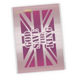 God Save The King Union Jack Stencil - King Charles III Coronation Craft Template (A6 Mini)