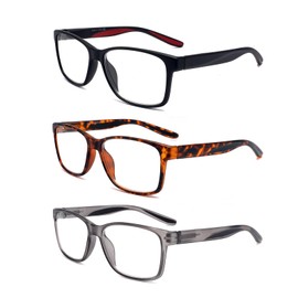 SOCTICK Blue Light Blocking Reading Glasses for Men,3 pack Lightweight & Comfort Computer Readers,Anti Eyestrain Lens(C1,+1.5)