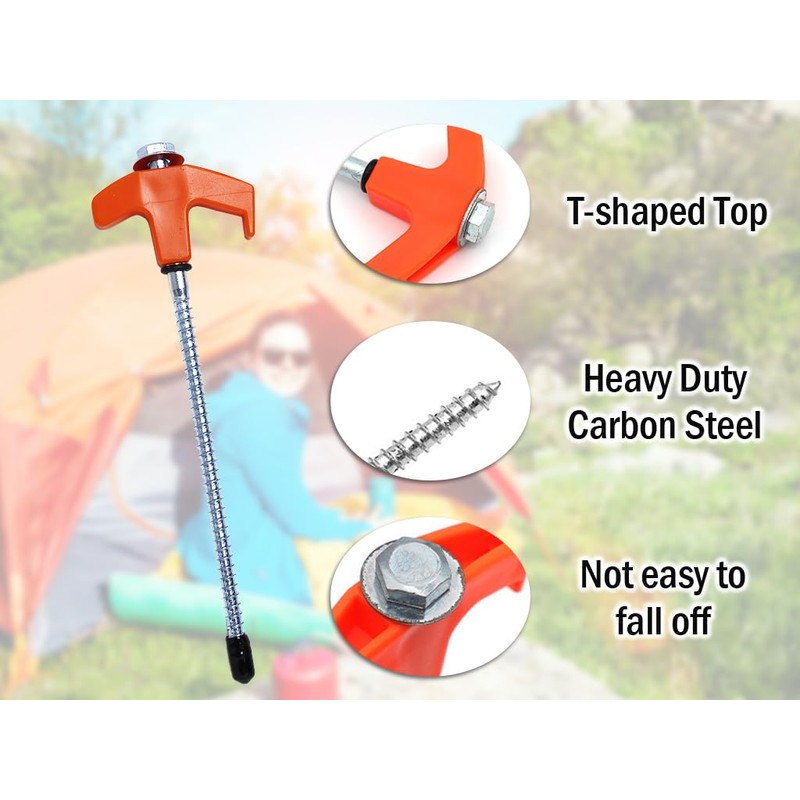 Abiyou 10PCS Drehbare Zeltheringe mit Gewinde, Heringe Stahl mit Gewinde,