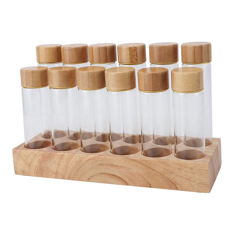 Coffee Bean Storage Tube Glass Coffee Bean Cellar with Wooden