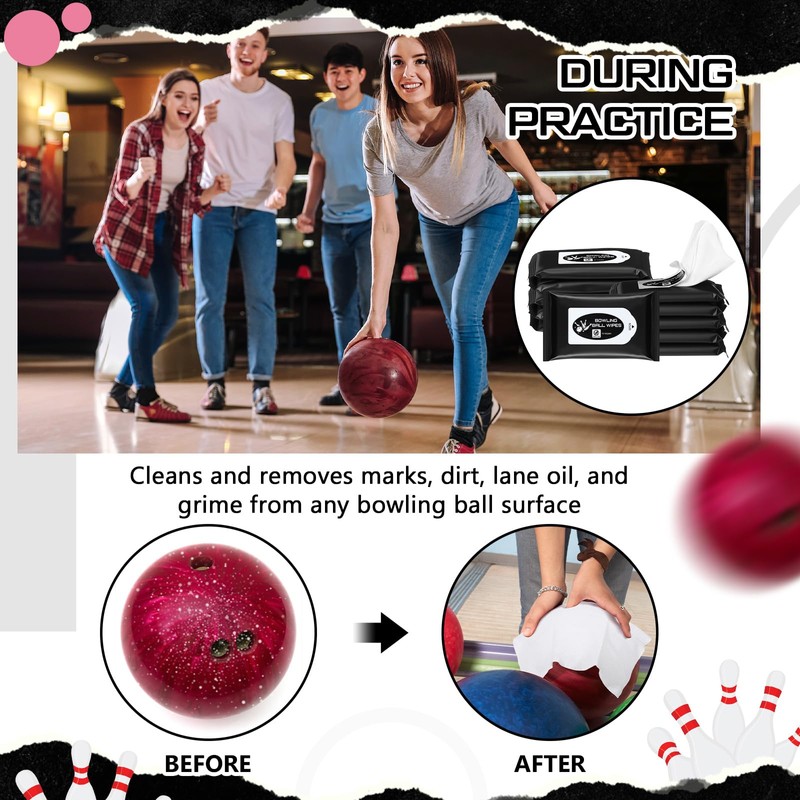 Heigble 12 Pack Bowling Ball Cleaning Wipes Cleaner Kit Bowling