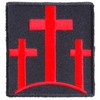 Three Crosses in Red Patch - 2.25x2.5 inch. Embroidered Iron