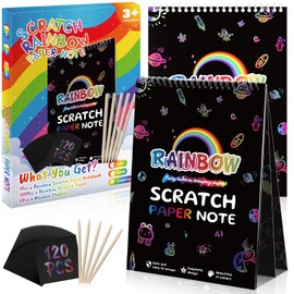 VopRog Magic Rainbow Scratch Art Notes Paper for Kids, DIY Party Favor Supplies