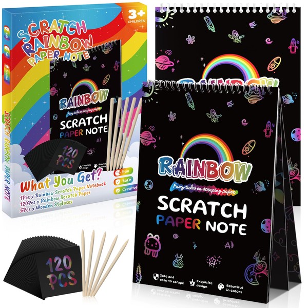 VopRog Magic Rainbow Scratch Art Notes Paper for Kids, DIY