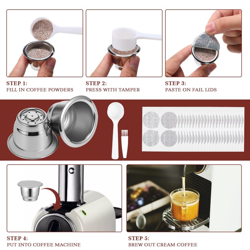 Tanlade 300 Pcs Reusable Espresso Capsules 2 Refillable Coffee Pods