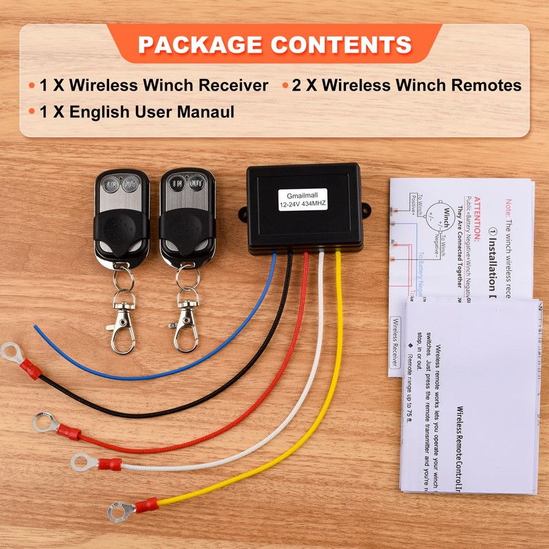 Gmailmall Wireless Winch Remote Control Kit for Truck Jeep ATV