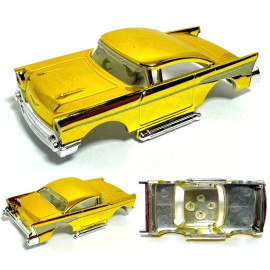 AFX 2023 HO AFXtras 1957 Custom Low ’57 Chevy Bel Air Slot Car BODY YELLOW CHROME