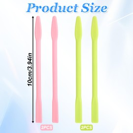 4 Pcs Eyebrow Wax Sticks, Silicone Eyebrow Wax Sticks Non-stick Spatulas Reusable Hair Removal Stick Applicator Hard Stick for Home Salon Body Use (Pink, Green)