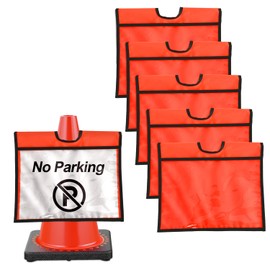 RoadHero 6 Pack Traffic Cone Sleeve with Pockets, Orange Traffic Warning Sign Cover for Outdoor Activity Warning, Construction Signs, Sports Training, Parking Lots