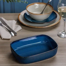 MASON CASH Reactive Blue Baking Dish, 1.2 L, High Quality Ovenware with Unique Glaze Technique, Rectangular Shape for Versatile Use in the Kitchen