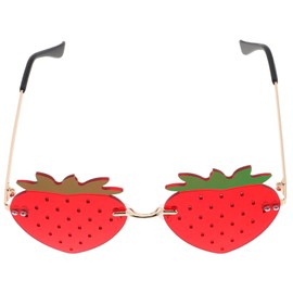 Garneck Strawberry Sunglasses for Girls - Funny Rimless Glasses in Strawberry Design for Cosplay - Costume Parties and Summer Parties, Ideal Accessory for Any Strawberry Lover, As Shown
