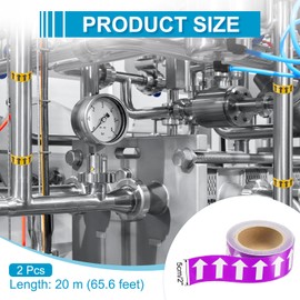 MECCANIXITY Directional Pipe Flow Arrow Adhesive Tape Pipeline Arrow Stickers 2 Inch x 65 Ft Pipe Identification Marking Labels for Pipe Flow Markers, White on Purple Pack of 2