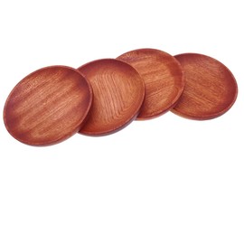 4PCS Wooden Round Coasters for Drink (4.8Inch) – Natural Wood Cup Holders for Tea, Coffee, Table Decor Home Dining Table Kitchen Accessories Cute Beer Bar Decorative Serving Cup Tray(Ebony)