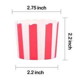 Webake Full Size 6oz Paper Baking Cups Red Cupcake Liners Paper Snack Cups for Popcorn Cupcake Muffin Case Cupcake Bath Bomb, for Valentine's Day Movie Party Decorations Set of 25 (Red Stripe)