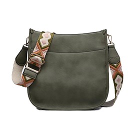 JEN & CO. Guitar Strap Purse Small Crossbody Bag - Shoulder Bag Chloe Crossbody with Guitar Strap, Black (M1977-OLV)