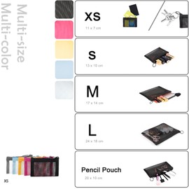 Patu Zipper Mesh Bags, 9.25" x 7", Size L / A5, 5 Pieces, Beauty Makeup Cosmetic Accessories Organizer, Travel Toiletry Kit Set Storage Pouch, Assorted Colors